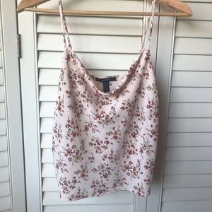 Blouse Tank Top, Floral, Cream, Thin Straps, Light